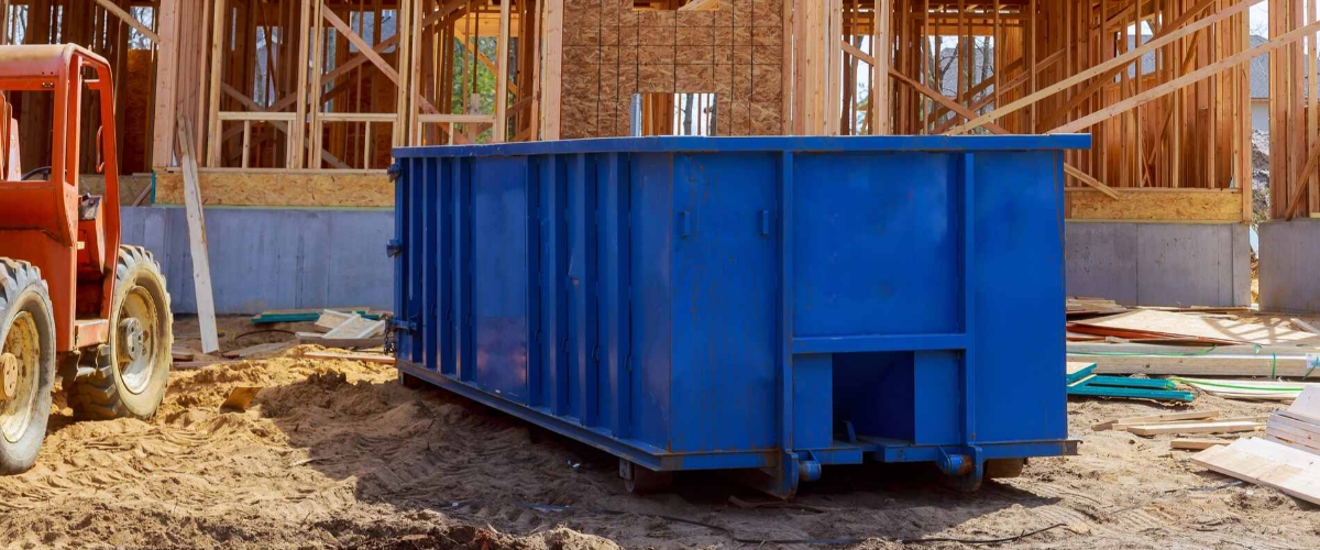 dumpster at a construction site